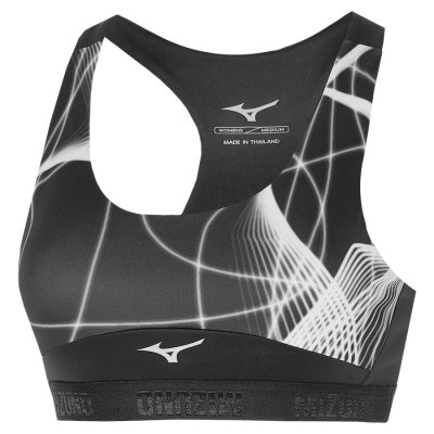 Sujetadores Deportivos Mizuno Alpha Estampados Bra Mujer Negros / Blancos - Chile M945LYGHQK
